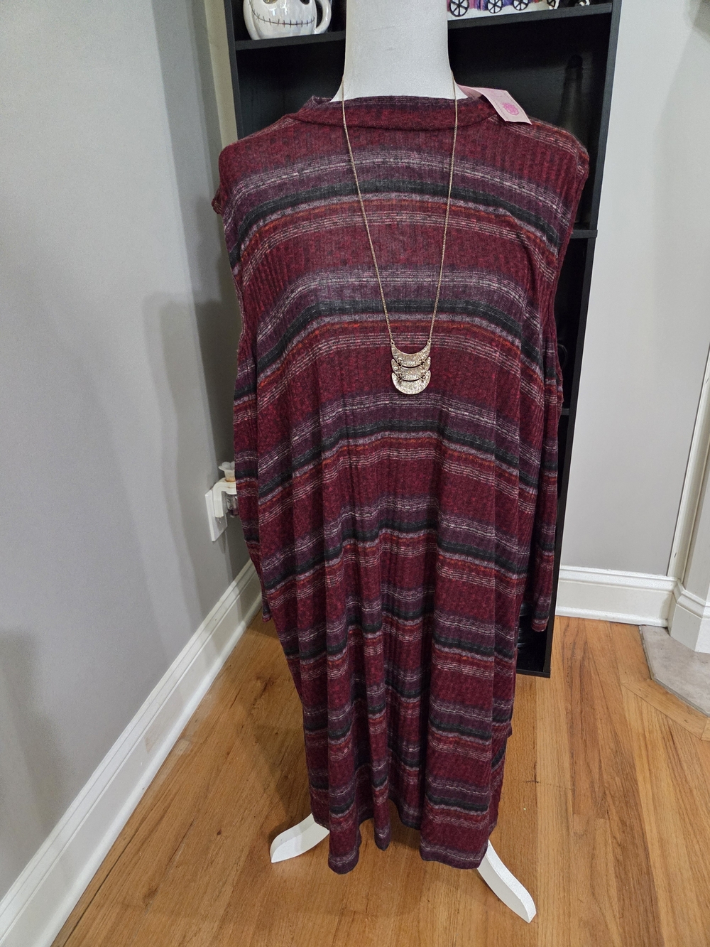 Striped  Maxi Dress in Burgundy